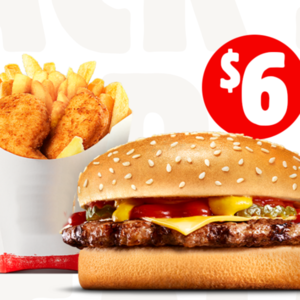 Hungry Jacks Lismore 3 Nuggets Cheeseburger Chips Meal Deal