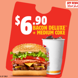 Hungry Jacks Port Macquarie Bacon Deluxe Medium Coke Meal Deal
