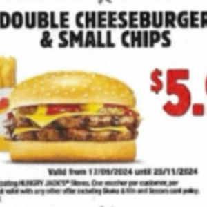 Hungry Jacks Tamworth Double Cheeseburger And Chips Meal Deal