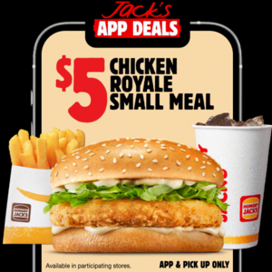 Hungry Jacks Southern Cross Station Chicken Royale Meal Deal