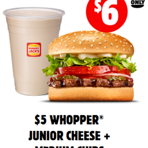 Hungry Jacks 5 Whopper Junior Cheese Meal Deal
